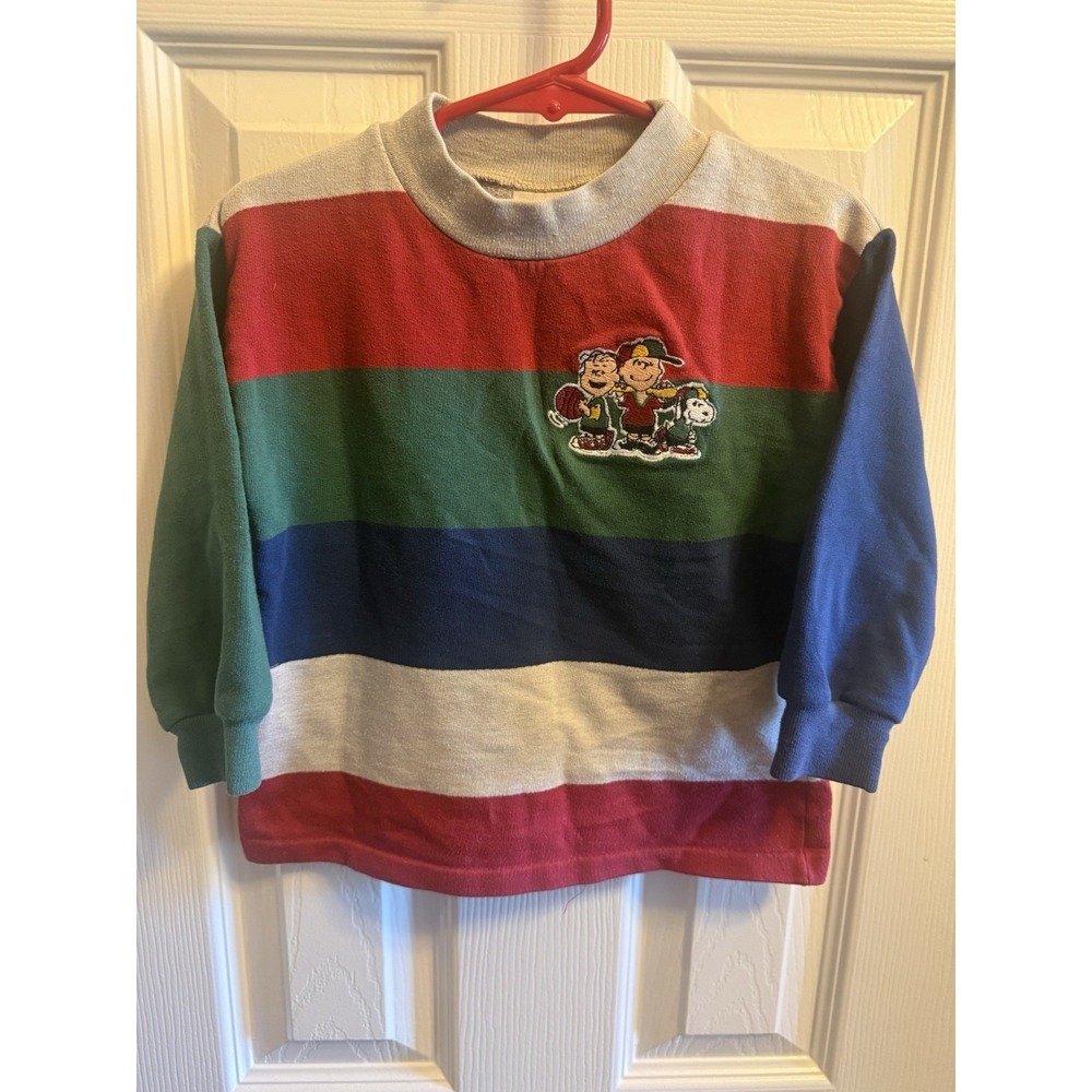 Vintage Snoopy Peanuts Toddler Crewneck Long Sleeve Color block 1950‎ 3T? READ